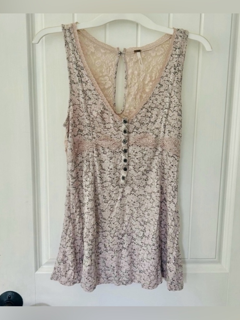 Free People Delicate Lace Overlay Camisole Y2K Tank in Blush and Ivory